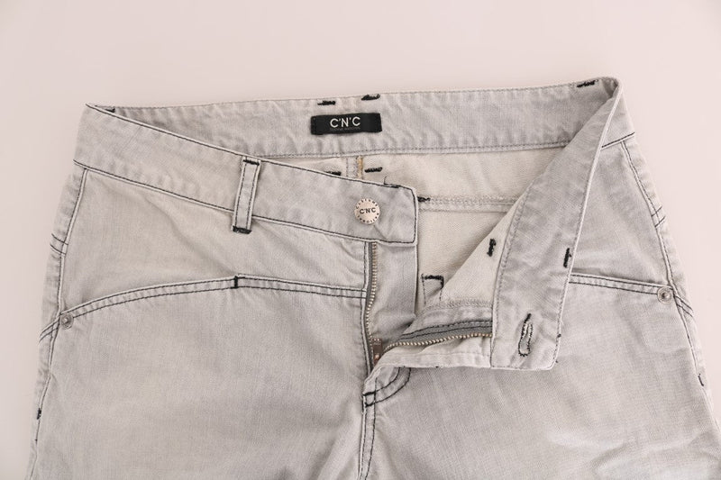 Gray Wash Cotton Slim Jeans - Avaz Shop