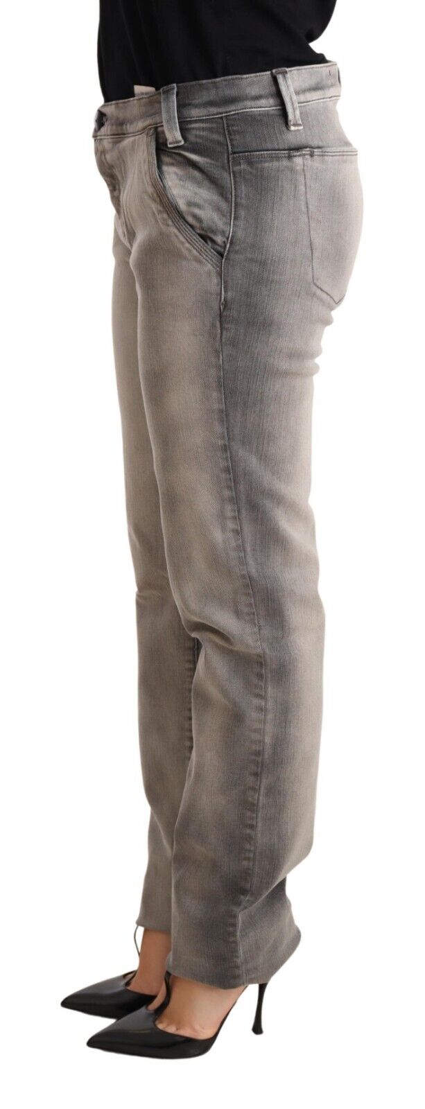 Gray Washed Low Waist Skinny Trouser Cotton Jeans - Avaz Shop