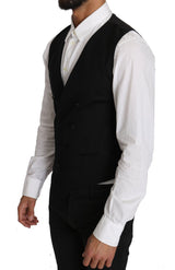Gray Wool Double Breasted Waistcoat Vest - Avaz Shop