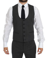 Gray Wool Stretch 3 Piece Long Blazer Suit - Avaz Shop
