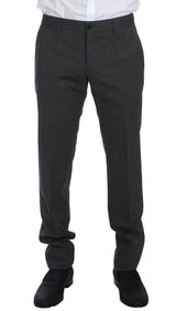 Gray Wool Stretch 3 Piece Long Blazer Suit - Avaz Shop