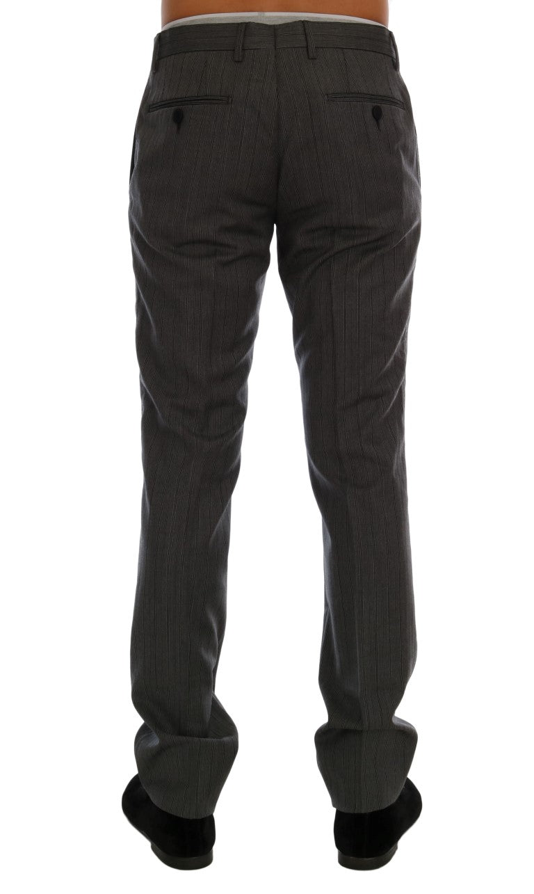 Gray Wool Striped Formal Pants - Avaz Shop
