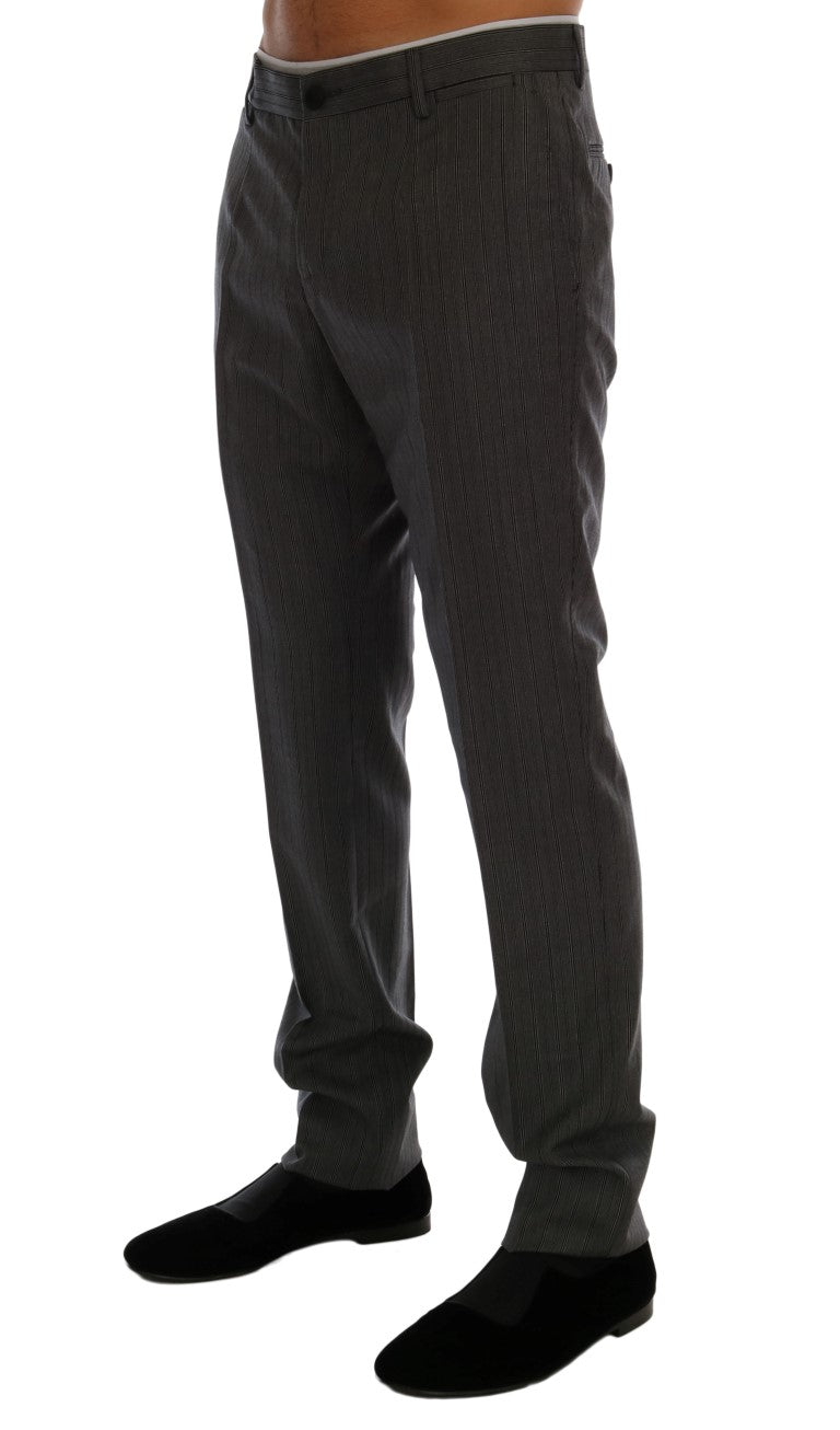 Gray Wool Striped Formal Pants - Avaz Shop