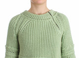 Green Cropped Knit Sweater Knitted Jumper - Avaz Shop