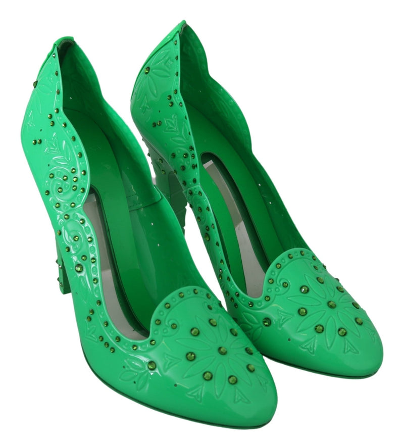 Green Crystal Floral Heels CINDERELLA Shoes - Avaz Shop