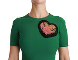 Green Heart Patch Mermaid Midi Viscose Dress - Avaz Shop