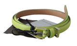 Green Leather Chartreuse Silver Green Buckle Belt - Avaz Shop