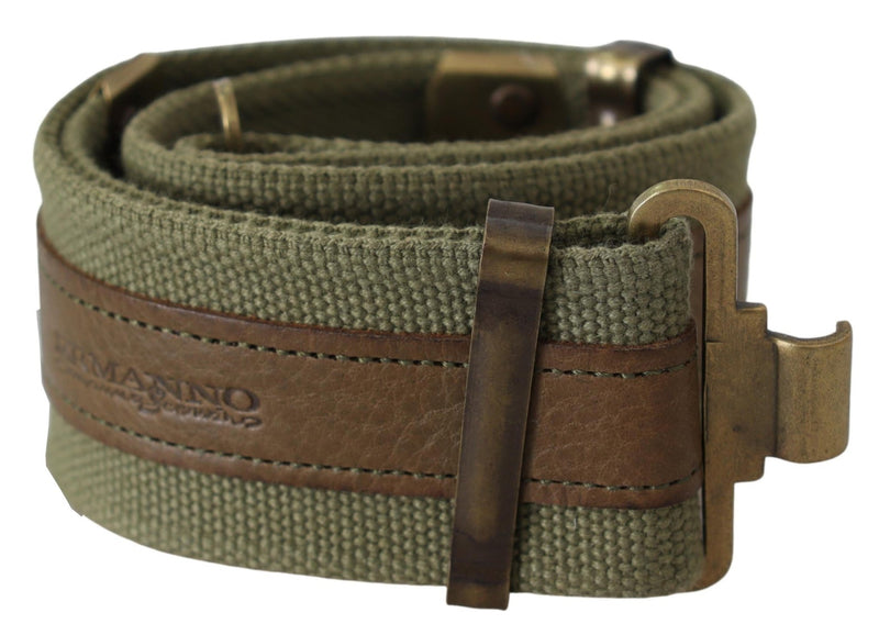 Green Leather Rustic Bronze Buckle Army Belt - Avaz Shop
