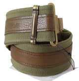 Green Leather Rustic Bronze Buckle Army Belt - Avaz Shop