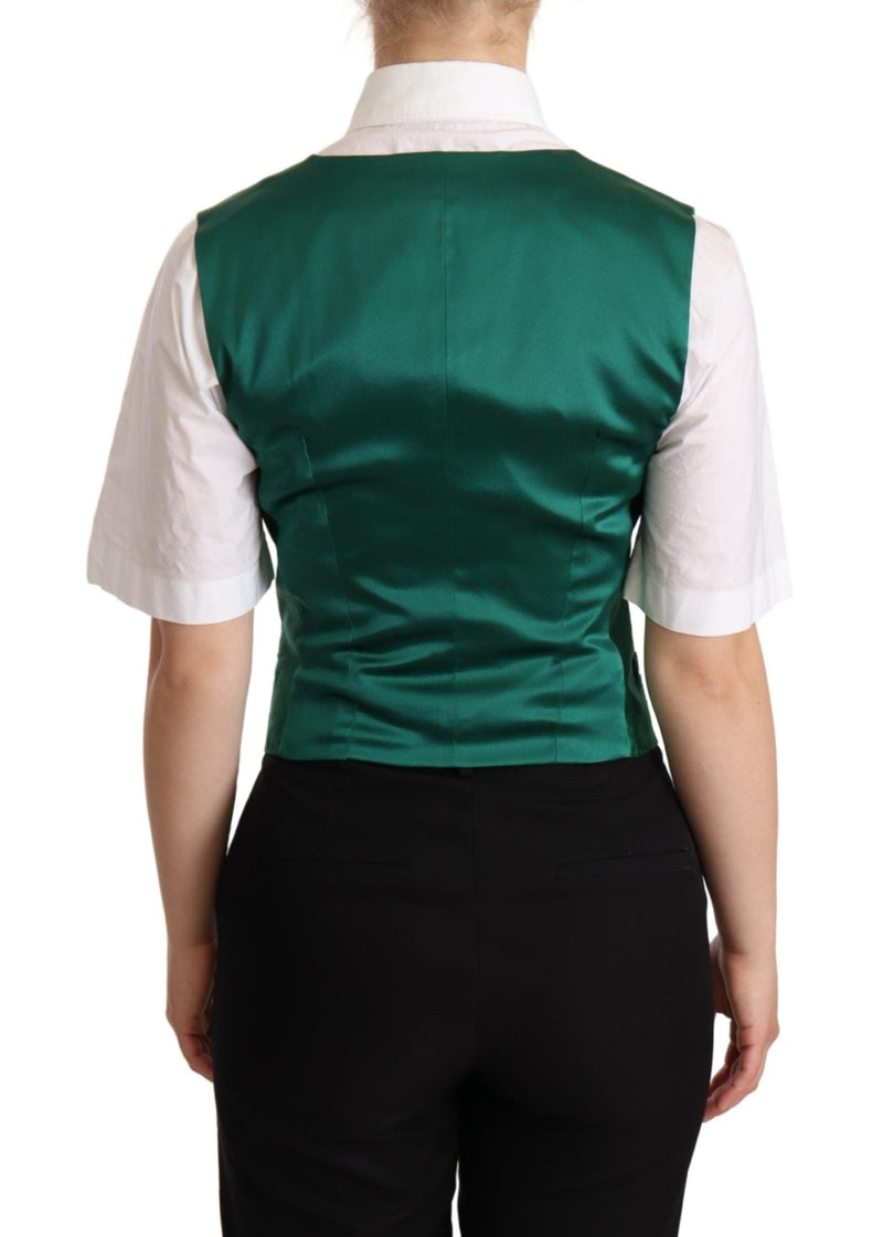 Green Silk Satin Sleeveless Waistcoat Vest - Avaz Shop