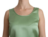 Green Sleeveless 100% Silk Top Tank Blouse - Avaz Shop