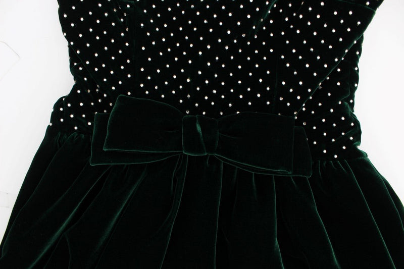 Green Velvet Crystal Long Maxi Dress - Avaz Shop