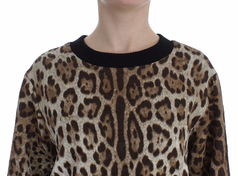 Leopard Print Crewneck Short Sweater - Avaz Shop