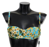Light Blue Floral Swimsuit Beachwear Bikini Tops - Avaz Shop