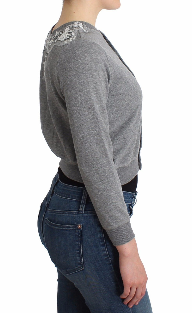 Lingerie Gray Lace Sweater Cardigan Top - Avaz Shop
