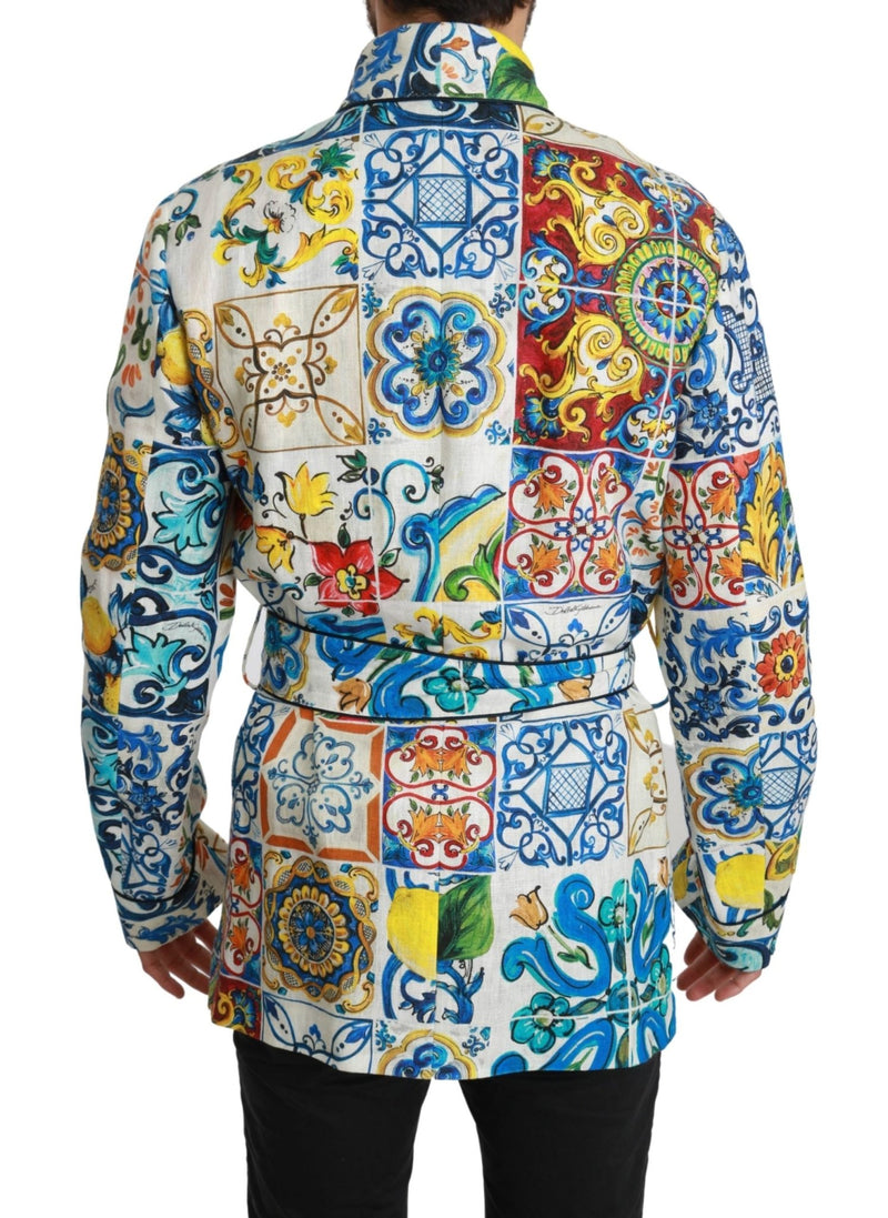 Majolica Brocade Linen Robe Coat Jacket - Avaz Shop