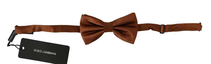 Men Brown 100% Silk Adjustable Neck Papillon Bow Tie - Avaz Shop