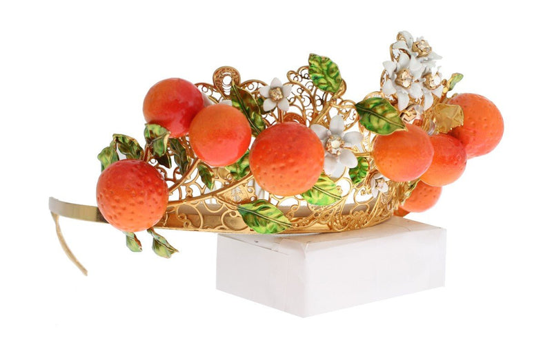 Multicolor Brass Crystal Sicily Orange Tiara - Avaz Shop