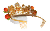 Multicolor Brass Crystal Sicily Orange Tiara - Avaz Shop