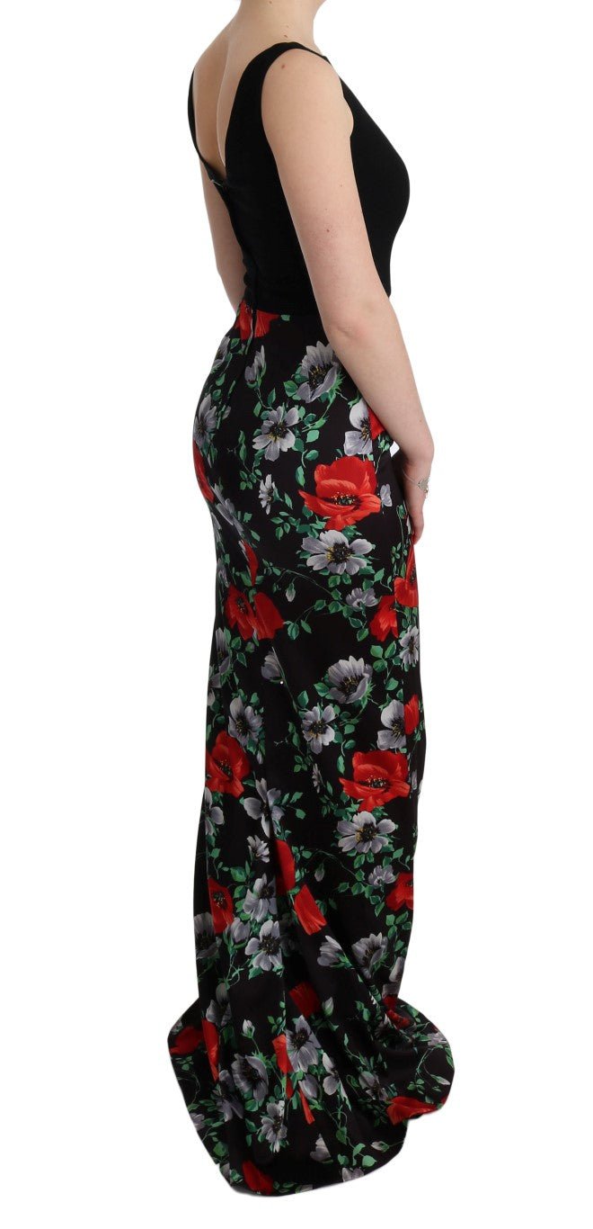 Multicolor Floral Print Stretch Sheath Long Dress - Avaz Shop