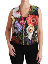 Multicolor Floral Sleeveless Waistcoat Top Vest - Avaz Shop