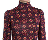 Multicolor Longsleeved Turtleneck Viscose Dress - Avaz Shop