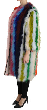 Multicolor Turkey Feather Cape Fur Coat - Avaz Shop