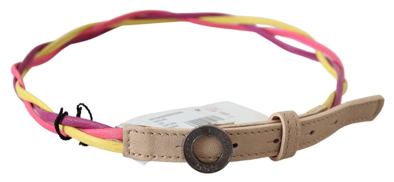 Multicolor Twisted Leather Circle Buckle Belt - Avaz Shop