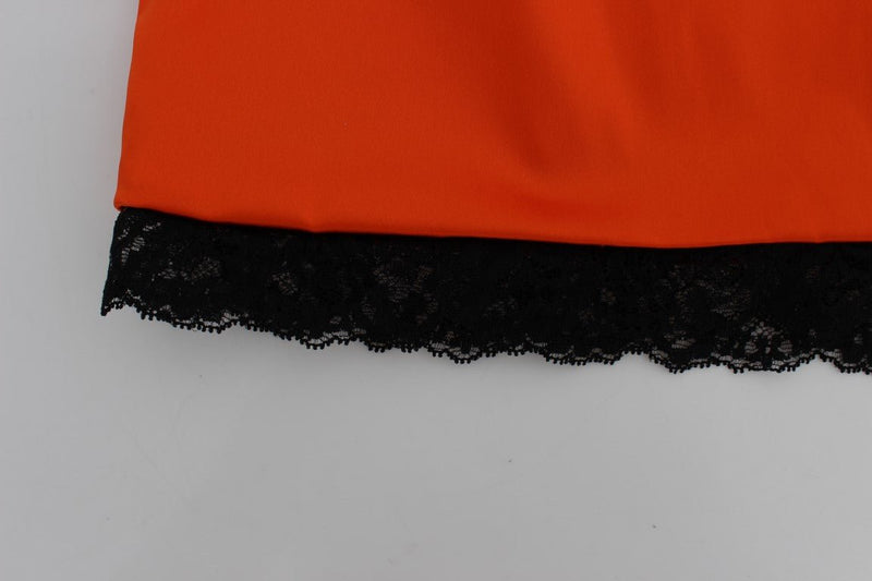 Orange Black Lace Pencil Skirt - Avaz Shop