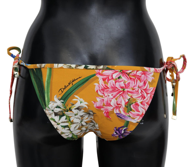 Orange Floral Print Swimwear Beachwear Bikini Bottom - Avaz Shop