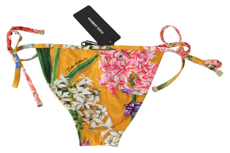 Orange Floral Print Swimwear Beachwear Bikini Bottom - Avaz Shop