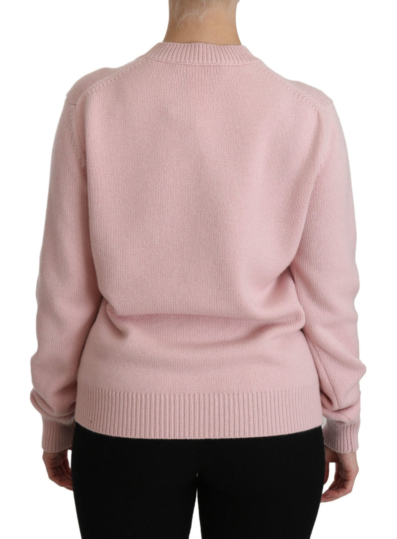 Pink Crew Neck Cashmere Pullover Sweater - Avaz Shop
