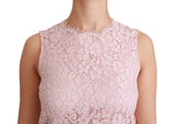 Pink Floral Lace Shift Gown Mini Dress - Avaz Shop