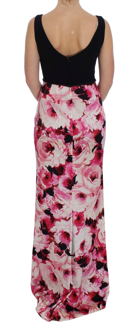 Pink Floral Print Long Maxi Sheath Dress - Avaz Shop