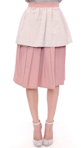 Pink Gray Knee-Length Pleated Skirt - Avaz Shop