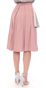Pink Gray Knee-Length Pleated Skirt - Avaz Shop