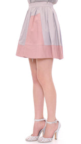 Pink Gray Mini Short Pleated Skirt - Avaz Shop