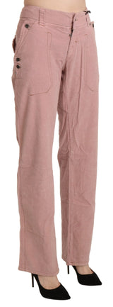 Pink High Waist Straight Cotton Trouser Pants - Avaz Shop
