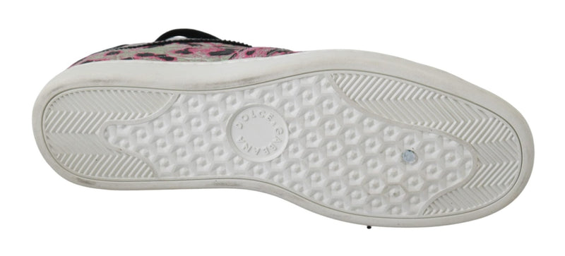 Pink Leopard Print Training Leather Flat Sneakers - Avaz Shop