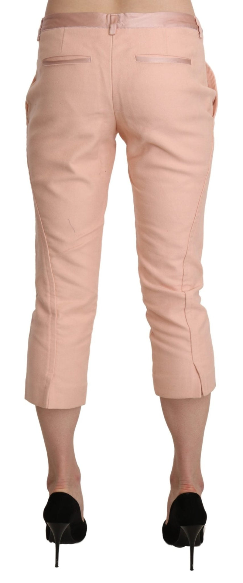 Pink Low Waist Skinny Cropped Capri Pants - Avaz Shop