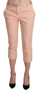Pink Low Waist Skinny Cropped Capri Pants - Avaz Shop