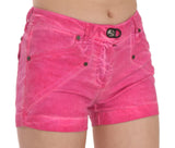 Pink Mid Waist Cotton Denim Mini Shorts - Avaz Shop