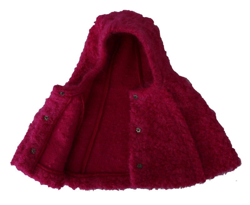 Pink Mohair Shearling Wool Hat Hooded Scarf - Avaz Shop