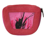 Pink Suede Printed Coin Holder Women Fabric Zippered Purse - Avaz Shop