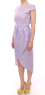 Purple Cap Sleeve Below Knee Sheath Dress - Avaz Shop