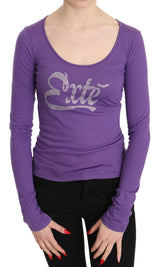 Purple Exte Crystal Embellished Long Sleeve Top Blouse - Avaz Shop