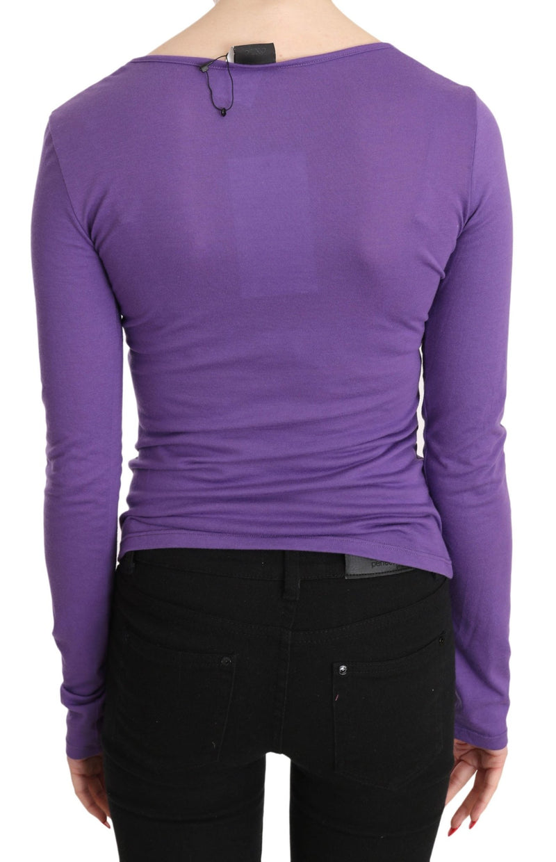 Purple Exte Crystal Embellished Long Sleeve Top Blouse - Avaz Shop
