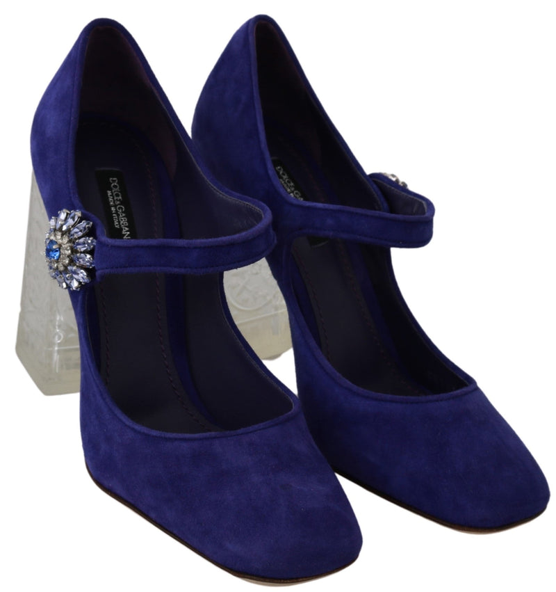 Purple Suede Crystal Pumps Heels Shoes - Avaz Shop