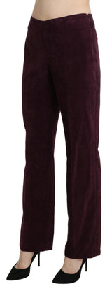 Purple Suede High Waist Straight Trouser Pants - Avaz Shop