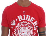 Red Cotton RIDERS Crewneck T-Shirt - Avaz Shop